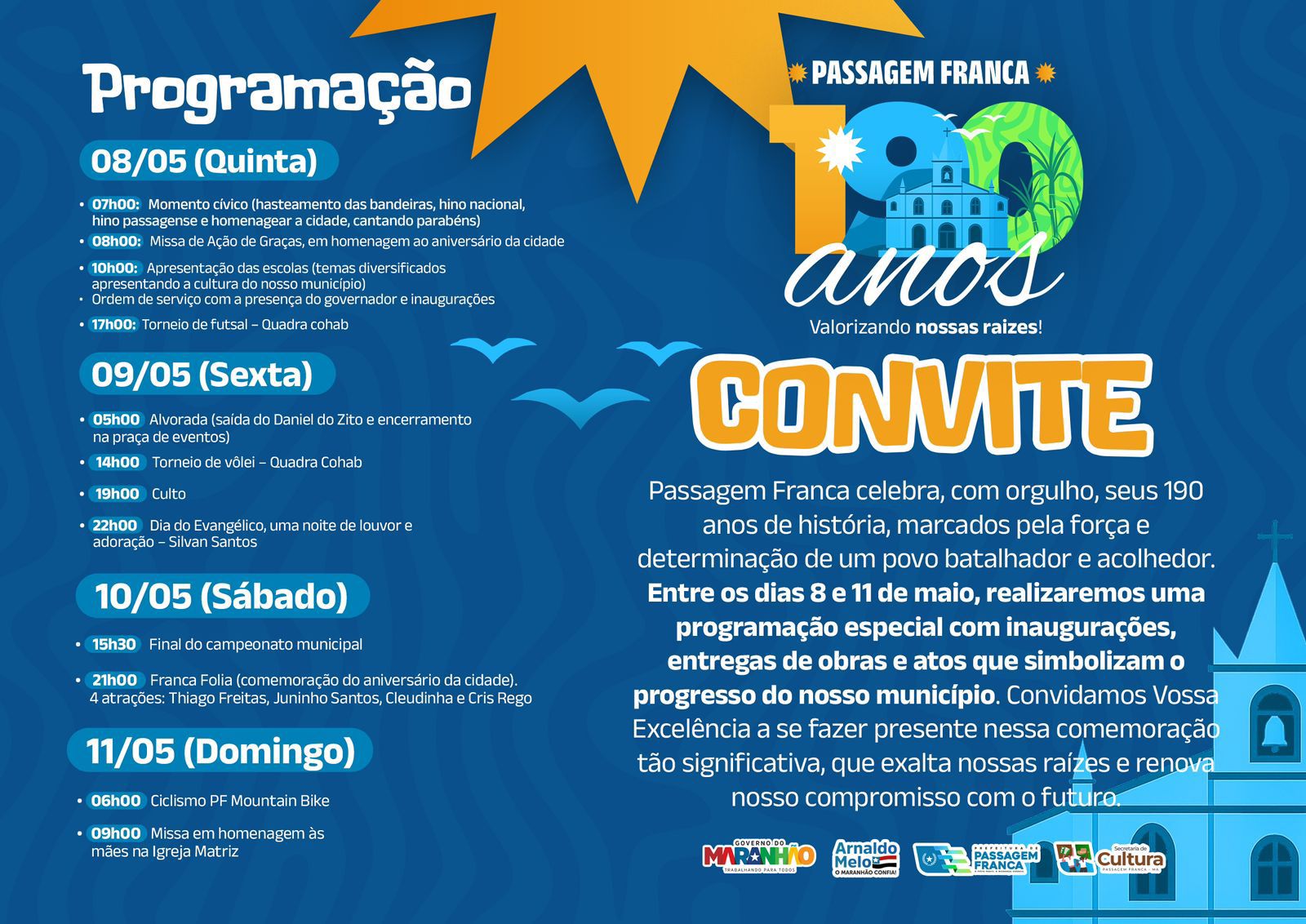 Passagem Franca Completa 190 Anos: Confira a Programação de Aniversário da Cidade