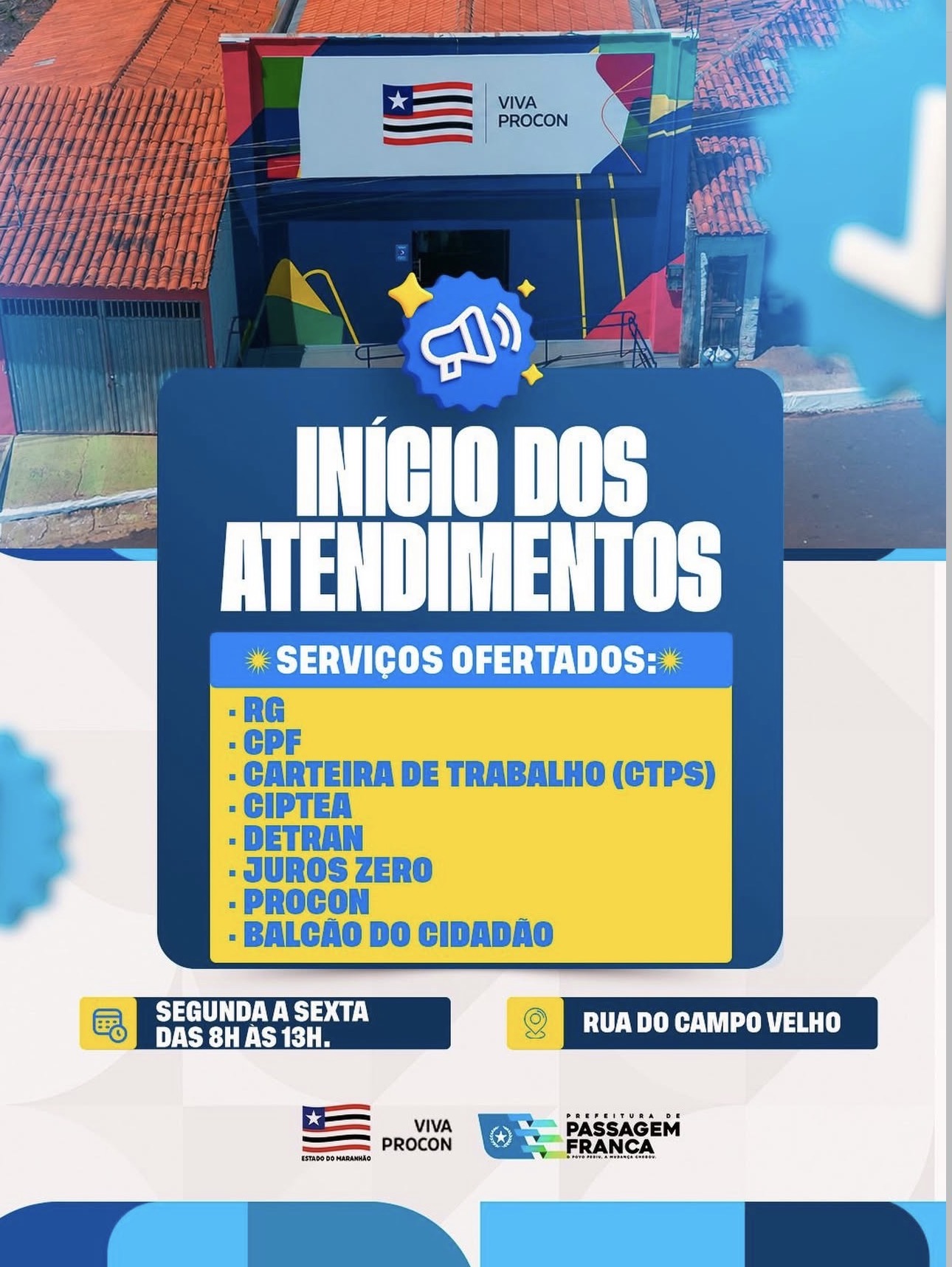 Prefeitura de Passagem Franca, em parceria com o Viva Procon, inicia atendimentos e amplia oferta de serviços à população