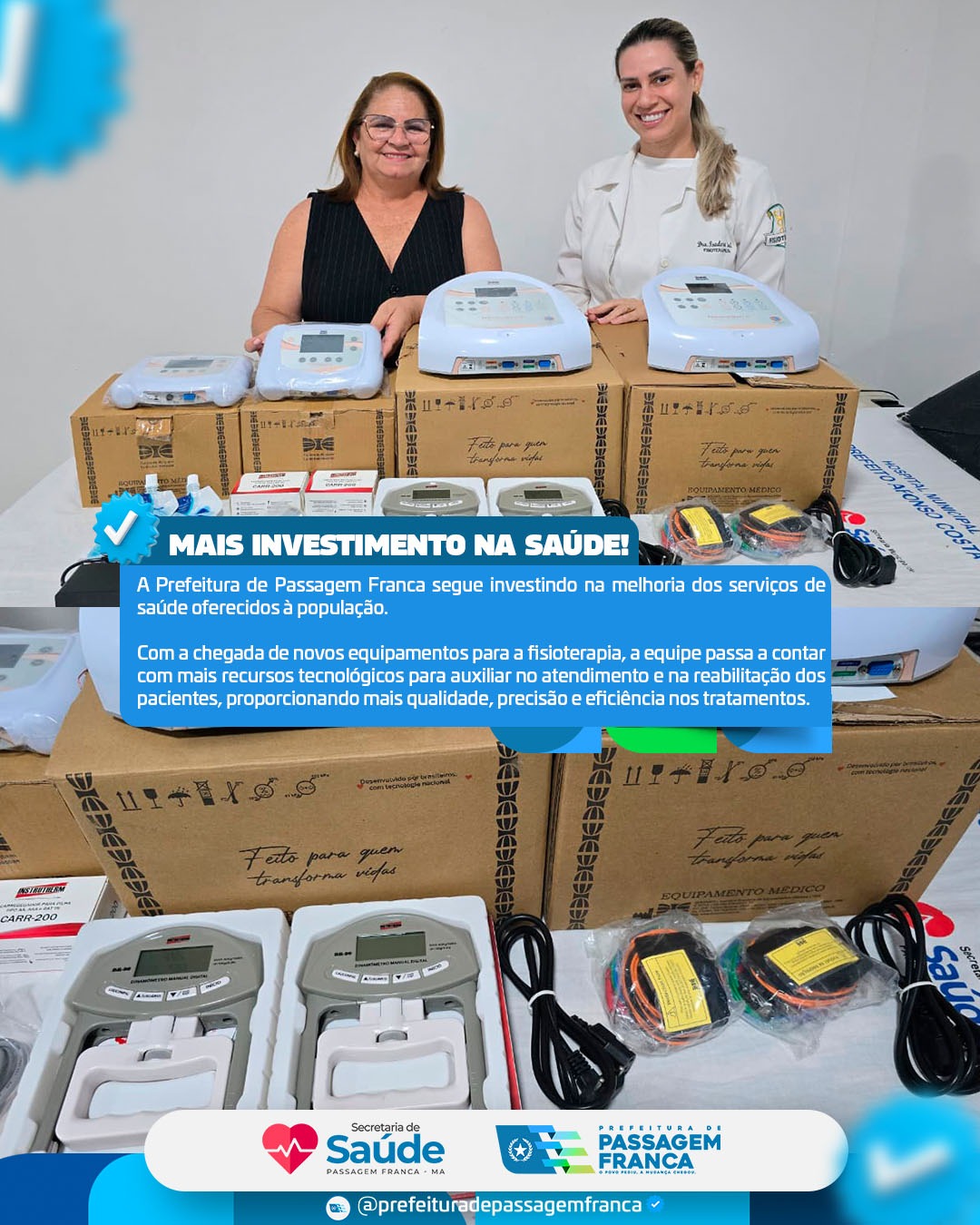 Prefeitura de Passagem Franca amplia estrutura da fisioterapia com novos equipamentos