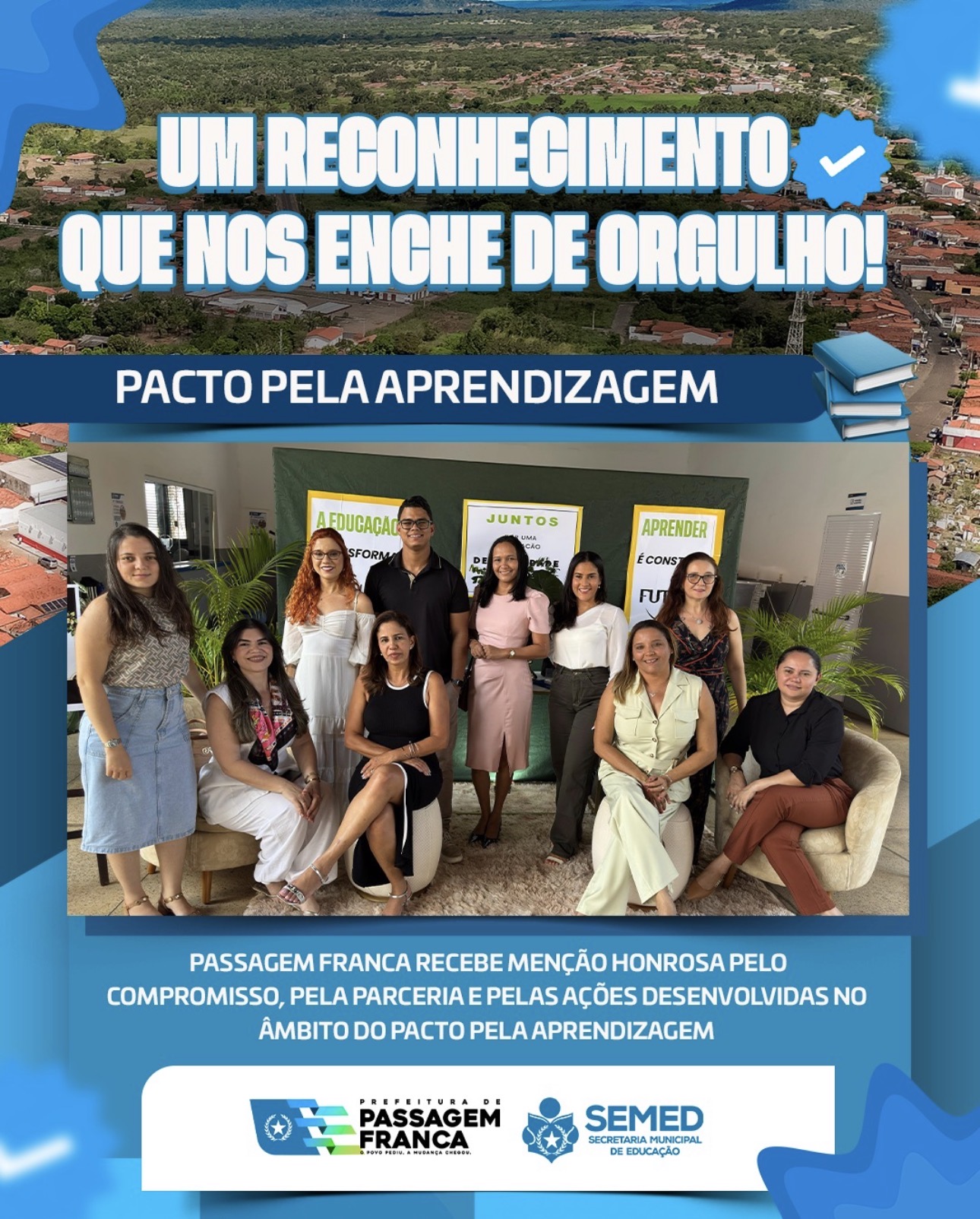 Passagem Franca recebe menção honrosa por ações desenvolvidas no Pacto pela Aprendizagem