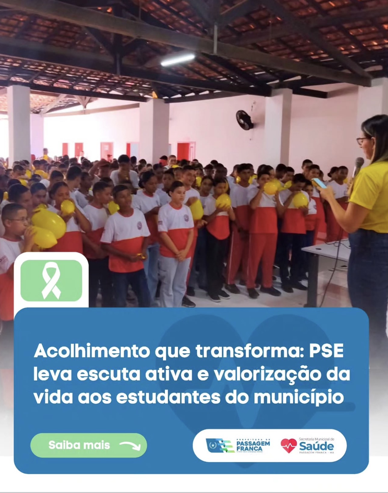 Prefeitura de Passagem Franca promove ações de valorização da vida e acolhimento emocional nas escolas municipais